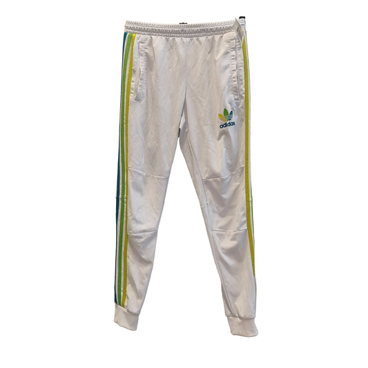 Adidas Track Pants – Valkoinen, kelta-vihreä-turkoosit raidat